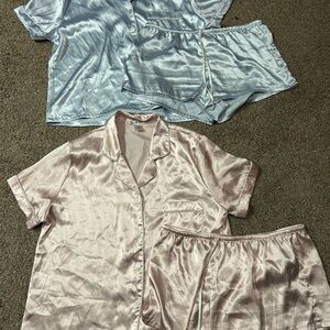 Two Silky Women's Pajama Sets - Blue and Pink